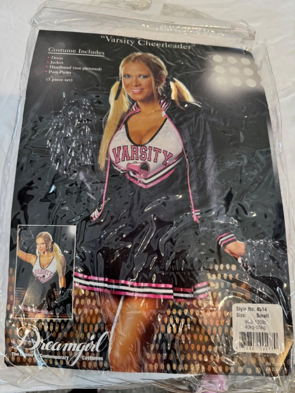 NWT Dreamgirl Varsity Cheerleader Costume Black Pink 5-Pc Set - Size Small
